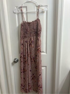 Resa Smocked Floral Maxi Dress in Dusty Pink